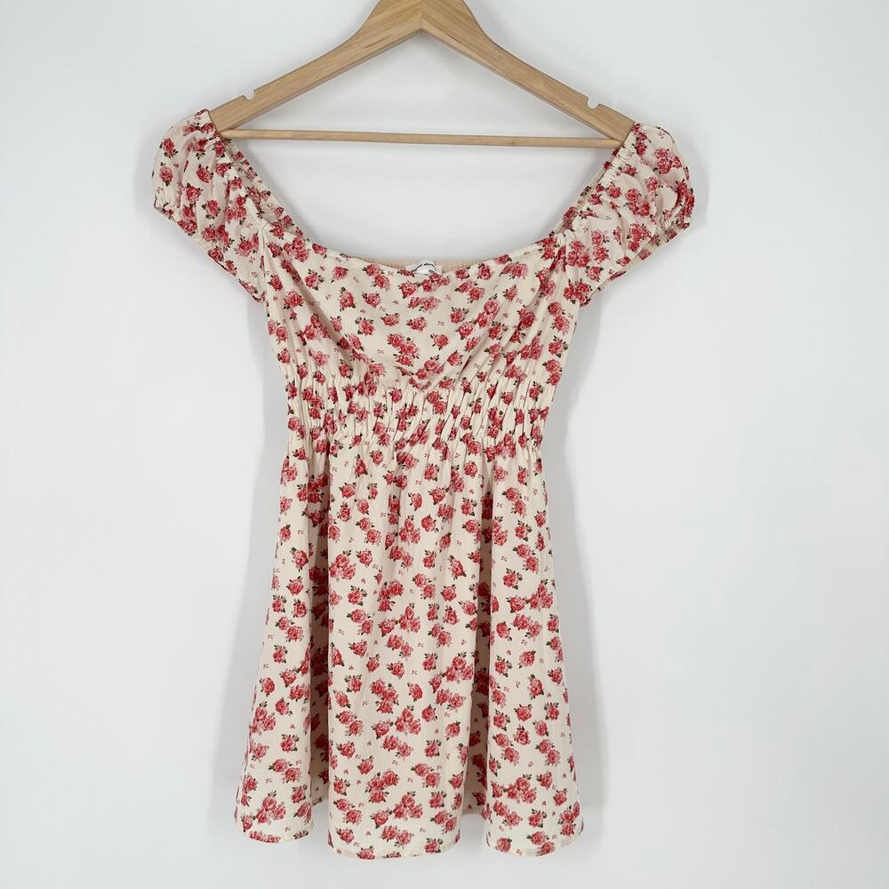 REVOLVE Superdown Heidi Mini Dress Floral Off The Shoulder Smocked Fit and Flare - Picture 4 of 13